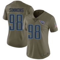 Nike Tennessee Titans #98 Jeffery Simmons Olive Women's Stitched NFL Limited 2017 Salute to Service Jersey