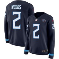 Nike Tennessee Titans #2 Robert Woods Navy Blue Team Color Women's Stitched NFL Limited Therma Long Sleeve Jersey