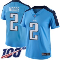Nike Tennessee Titans #2 Robert Woods Light Blue Women's Stitched NFL Limited Rush 100th Season Jersey