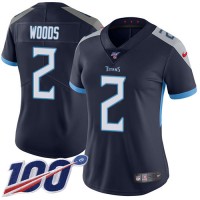 Nike Tennessee Titans #2 Robert Woods Navy Blue Team Color Women's Stitched NFL 100th Season Vapor Limited Jersey
