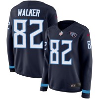 Nike Tennessee Titans #82 Delanie Walker Navy Blue Team Color Women's Stitched NFL Limited Therma Long Sleeve Jersey
