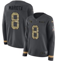 Nike Tennessee Titans #8 Marcus Mariota Anthracite Salute to Service Women's Stitched NFL Limited Therma Long Sleeve Jersey