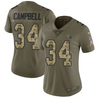 Nike Tennessee Titans #34 Earl Campbell Olive/Camo Women's Stitched NFL Limited 2017 Salute to Service Jersey