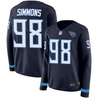 Nike Tennessee Titans #98 Jeffery Simmons Navy Blue Team Color Women's Stitched NFL Limited Therma Long Sleeve Jersey