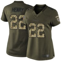 Nike Tennessee Titans #22 Derrick Henry Green Women's Stitched NFL Limited 2015 Salute to Service Jersey