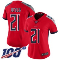 Nike Tennessee Titans #21 Malcolm Butler Red Women's Stitched NFL Limited Inverted Legend 100th Season Jersey