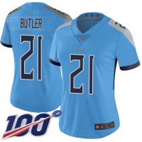 Nike Tennessee Titans #21 Malcolm Butler Light Blue Alternate Women's Stitched NFL 100th Season Vapor Limited Jersey