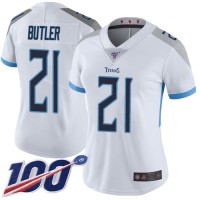 Nike Tennessee Titans #21 Malcolm Butler White Women's Stitched NFL 100th Season Vapor Limited Jersey