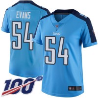 Nike Tennessee Titans #54 Rashaan Evans Light Blue Women's Stitched NFL Limited Rush 100th Season Jersey