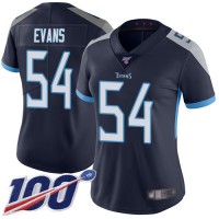 Nike Tennessee Titans #54 Rashaan Evans Navy Blue Team Color Women's Stitched NFL 100th Season Vapor Limited Jersey