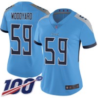 Nike Tennessee Titans #59 Wesley Woodyard Light Blue Alternate Women's Stitched NFL 100th Season Vapor Limited Jersey