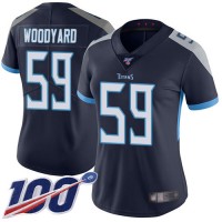 Nike Tennessee Titans #59 Wesley Woodyard Navy Blue Team Color Women's Stitched NFL 100th Season Vapor Limited Jersey