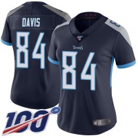 Nike Tennessee Titans #84 Corey Davis Navy Blue Team Color Women's Stitched NFL 100th Season Vapor Limited Jersey