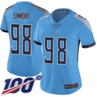 Nike Tennessee Titans #98 Jeffery Simmons Light Blue Alternate Women's Stitched NFL 100th Season Vapor Limited Jersey