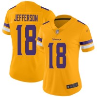Nike Minnesota Vikings #18 Justin Jefferson Gold Women's Stitched NFL Limited Inverted Legend Jersey