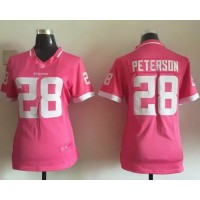 Nike Minnesota Vikings #28 Adrian Peterson Pink Women's Stitched NFL Elite Bubble Gum Jersey