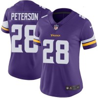 Nike Minnesota Vikings #28 Adrian Peterson Purple Team Color Women's Stitched NFL Vapor Untouchable Limited Jersey