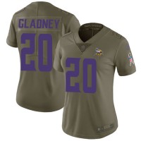 Nike Minnesota Vikings #20 Jeff Gladney Olive Women's Stitched NFL Limited 2017 Salute To Service Jersey