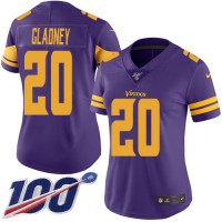 Nike Minnesota Vikings #20 Jeff Gladney Purple Women's Stitched NFL Limited Rush 100th Season Jersey