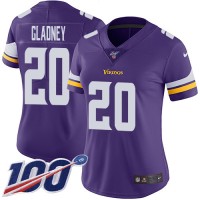 Nike Minnesota Vikings #20 Jeff Gladney Purple Team Color Women's Stitched NFL 100th Season Vapor Untouchable Limited Jersey
