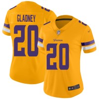 Nike Minnesota Vikings #20 Jeff Gladney Gold Women's Stitched NFL Limited Inverted Legend Jersey