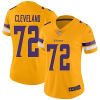 Nike Minnesota Vikings #72 Ezra Cleveland Gold Women's Stitched NFL Limited Inverted Legend Jersey