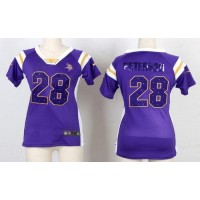 Nike Minnesota Vikings #28 Adrian Peterson Purple Women's Stitched NFL Elite Draft Him Shimmer Jersey