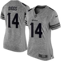 Nike Minnesota Vikings #14 Stefon Diggs Gray Women's Stitched NFL Limited Gridiron Gray Jersey
