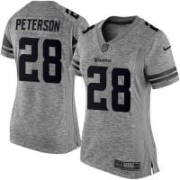 Nike Minnesota Vikings #28 Adrian Peterson Gray Women's Stitched NFL Limited Gridiron Gray Jersey