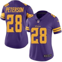Nike Minnesota Vikings #28 Adrian Peterson Purple Women's Stitched NFL Limited Rush Jersey