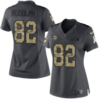 Nike Minnesota Vikings #82 Kyle Rudolph Black Women's Stitched NFL Limited 2016 Salute To Service Jersey
