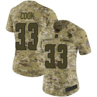 Nike Minnesota Vikings #33 Dalvin Cook Camo Women's Stitched NFL Limited 2018 Salute to Service Jersey