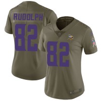 Nike Minnesota Vikings #82 Kyle Rudolph Olive Women's Stitched NFL Limited 2017 Salute to Service Jersey