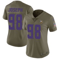 Nike Minnesota Vikings #98 Linval Joseph Olive Women's Stitched NFL Limited 2017 Salute to Service Jersey