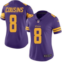 Nike Minnesota Vikings #8 Kirk Cousins Purple Women's Stitched NFL Limited Rush Jersey