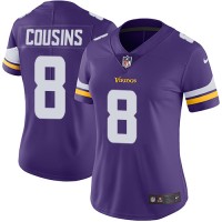Nike Minnesota Vikings #8 Kirk Cousins Purple Team Color Women's Stitched NFL Vapor Untouchable Limited Jersey