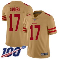 Nike San Francisco 49ers #17 Emmanuel Sanders Gold Youth Stitched NFL Limited Inverted Legend 100th Season Jersey