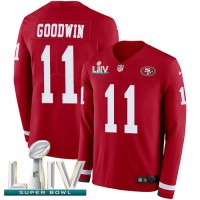 Nike San Francisco 49ers #11 Marquise Goodwin Red Super Bowl LIV 2020 Team Color Youth Stitched NFL Limited Therma Long Sleeve Jersey