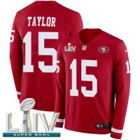Nike San Francisco 49ers #15 Trent Taylor Red Super Bowl LIV 2020 Team Color Youth Stitched NFL Limited Therma Long Sleeve Jersey