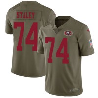 Nike San Francisco 49ers #74 Joe Staley Olive Youth Stitched NFL Limited 2017 Salute to Service Jersey