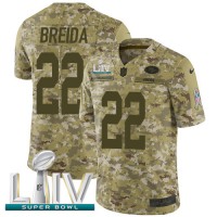 Nike San Francisco 49ers #22 Matt Breida Camo Super Bowl LIV 2020 Youth Stitched NFL Limited 2018 Salute To Service Jersey