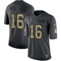 Nike San Francisco 49ers #16 Joe Montana Black Youth Stitched NFL Limited 2016 Salute to Service Jersey