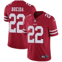 Nike San Francisco 49ers #22 Matt Breida Red Team Color Youth Stitched NFL Vapor Untouchable Limited Jersey