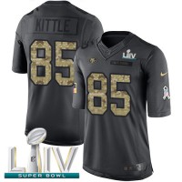 Nike San Francisco 49ers #85 George Kittle Black Super Bowl LIV 2020 Youth Stitched NFL Limited 2016 Salute to Service Jersey
