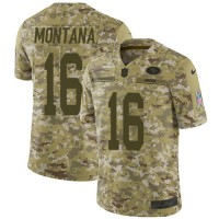 Nike San Francisco 49ers #16 Joe Montana Camo Youth Stitched NFL Limited 2018 Salute to Service Jersey