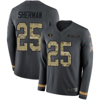 Nike San Francisco 49ers #25 Richard Sherman Anthracite Salute to Service Youth Stitched NFL Limited Therma Long Sleeve Jersey