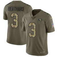 Nike San Francisco 49ers #3 C.J. Beathard Olive/Camo Youth Stitched NFL Limited 2017 Salute to Service Jersey