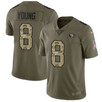 Nike San Francisco 49ers #8 Steve Young Olive/Camo Youth Stitched NFL Limited 2017 Salute to Service Jersey