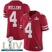 Nike San Francisco 49ers #4 Nick Mullens Red Super Bowl LIV 2020 Team Color Youth Stitched NFL Vapor Untouchable Limited Jersey