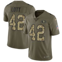 Nike San Francisco 49ers #42 Ronnie Lott Olive/Camo Youth Stitched NFL Limited 2017 Salute to Service Jersey